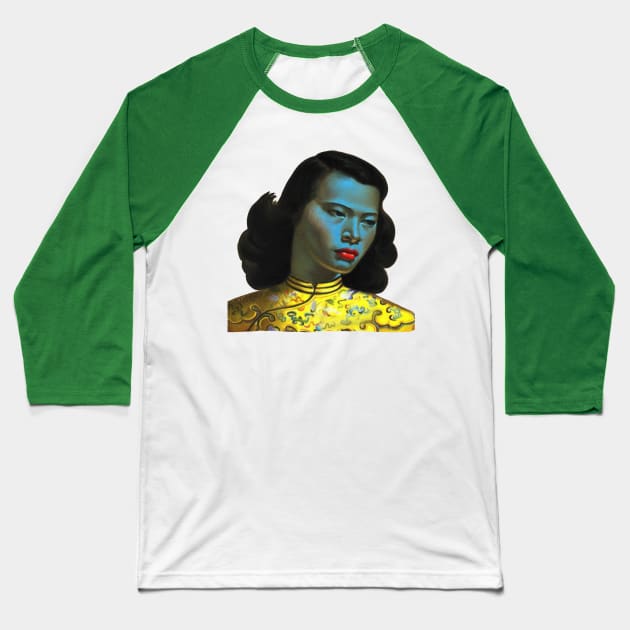 Green lady Baseball T-Shirt by Princifer